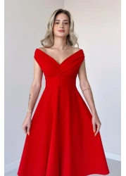  Collection Red A-Line Woven Evening Dress Night Graduation Dress Tpraw25El00183