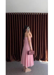 HAZELANNA Pink Dress with Double Stitched Straps