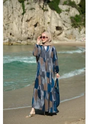 LOCCO Women's Piece Patterned Dress Navy Blue