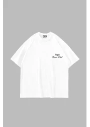 Sekizbiraltı Vegas Tennis Club Printed Oversize Unisex White Tshirt