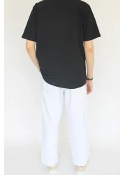 nobility jean بنطلون كتان أبيض مريح صيفي للجنسين مع خصر مرن من القطن برباط رائع