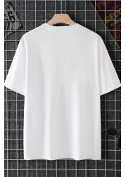 qubo sportswear & company Qubo Unisex Oversize Printed Cotton Crew Neck Short Sleeve White T-Shirt