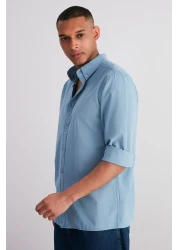  Collection Blue Unisex Regular Fit 100% Cotton Linen Look Shirt Tmnss23Go00099
