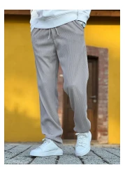 ElitWear Men's Comfortable Fit Ribbed Fabric Relaxed Trousers