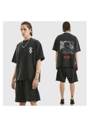 Köstebek Anime Berserk Vintage Short Sleeve Unisex Smoked T-shirt