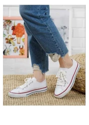 ebulduk حذاء رياضي للجنسين باللون الأبيض للأطفال والكبار