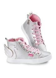 Denokids Winged Unicorn Silver Girls' Sneakers