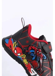 kidsfeet Black Spiderman Figured Velcro Boys' Shoes