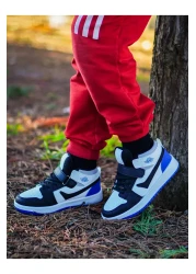 mackrock sports Black Blue Laced and Velcro Casual Unisex Kids Sneaker Sports Shoes