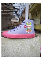 LİASSHOES Heart Asa Lallobi Printed Purple Pink Sole Children's Sports Shoes Sneaker