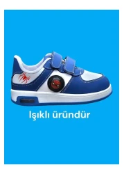 archiepet حذاء رياضي للأولاد مطبوع بتفاصيل شبكة العنكبوت باللون الأزرق (31/35 عبارة عن ضوء جانبي فقط)