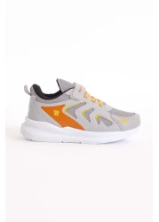 Tonny Black Children's Unisex Ice Orange Breathable Fabric Patterned Velcro Sports Shoes