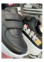 MECH BUTİK Kuromi and Friends Printed Black Velcro Children's Sports Shoes