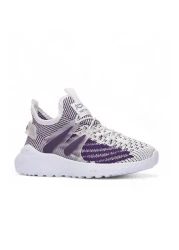 BOUIS Children's Unisex Daily White Purple Elastic Comfortable Breathable Knitwear Flexible Light Stylish Sneaker Sports Shoes