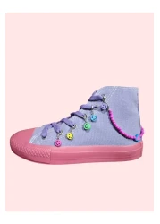 archiepet Purple Lace-Up Bead Detailed Non-Slip Sole Girls' Sneakers Shoes