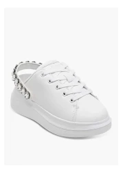 Celeste Girls' Embellished Slip-On Sneakers with Lace-Up Detail