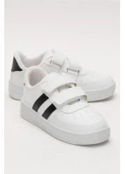 ARS Ayakkabı حذاء رياضي كاجوال للأولاد والبنات باللون الأبيض مع شريط فيلكرو مزدوج مريح وخفيف الوزن