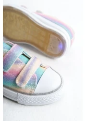 Mini Angel أحذية الفتيات الفيلكرو قوس قزح أحذية الفتيات العظام أحذية رياضية عادية