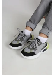 kids A more Boy's Black Sneakers - Wolf Air Mesh and Vegan Leather