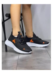 homiro Lace-Up Unisex Children's Sports Shoes-Black-Orange