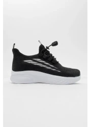 CCWAY AYAKKABI حذاء رياضي تريكو للأطفال 26-30 أسود أبيض