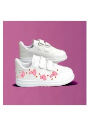 LİASSHOES White Kids Sneakers Sneaker with Pink Rabbits Print
