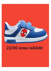 archiepet حذاء رياضي للأولاد باللون الأزرق مع طباعة عنكبوت مضيئة