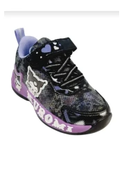 DerinHome حذاء رياضي للأطفال مطبوع عليه كورومي لون أرجواني أسود مقاس 31-35 مقاس ضيق