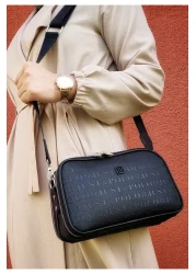 Just Polo Justpolo Women's Black 5-Compartment Adjustable Long Strap Shoulder Bag Messenger Bag