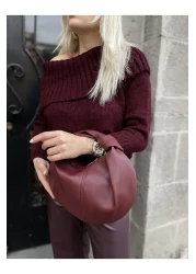 NİSSEA Women's Burgundy Mini Knotted Handbag