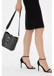 Pierre Cardin Black Monogram Women's Shoulder Bag 05Pc24K24104