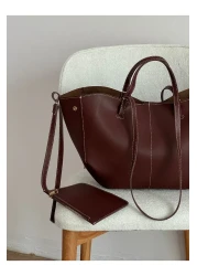 nura حقيبة يد وكتف بولين نسائية باللون العنابي