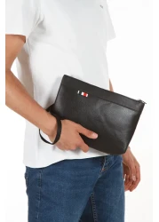 CERFF LEATHER CLUP حقيبة يد جلدية نباتية حقيبة حزام المعصم الأسود