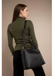 Just Polo Large Size Daily Women's Shoulder Bag - 4 Compartments, Back Pocket, Hand Knitted, Wallet Gift 33X26 cm 2180
