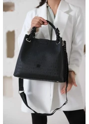 Just Polo Women's Black Braided 4-Compartment Shoulder Bag and Handbag