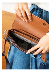 Just Polo Baguette Model Women's Shoulder Crossbody Bag 6005 - Textured Fabric Cover