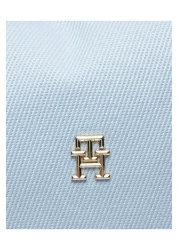 Tommy Hilfiger Leather Brand Logo Blue Shoulder Bag - Daily Use, Zippered AW0AW15983-C1O