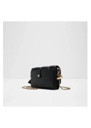 Aldo Fititall - Women's Faux Leather Black Top Zipper Chain Wallet Purse