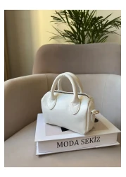 Moda Sekiz Women's Patent Leather Mini Cross Strap Hand and Shoulder Bag