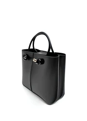 Daj Company Women's Black Mini Office Faux Leather Hand and Shoulder Bag