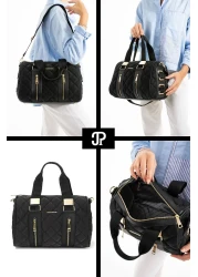 Just Polo Original Women's Cylinder Sports Model Quilted Large Volume Cross Strap Large Size Stylish Shoulder Bag