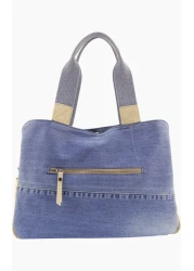 QUB CLUB Women's Casual Multi-Eye Postman Shoulder Genuine Leather Denim Bag