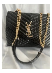 ÇANTA Gold Detail Patent Leather Stylish Women's Handbag