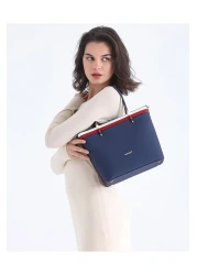 Evident Color Blocked Bucket Model Navy Blue Hand and Shoulder Women's Bag