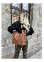 NİSSEA Women's Tan Shopper Large Handle Bag