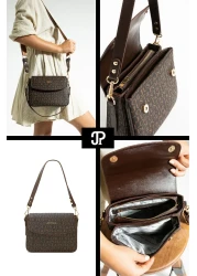 Just Polo Original Women's 4 Compartment Luxury Soft Leather Stylish Trend Shoulder Bag with Adjustable Cross Column Strap