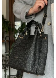 Just Polo Black Braided Casual Model - 5 Compartments Large Size Women's Shoulder Bag 2180