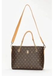 Pierre Cardin Brown Monogram Women's Shoulder Bag 05PO22Y1561