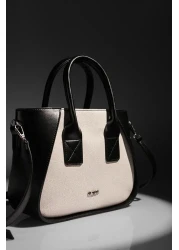 Rimense Black Linen Long Strap Lined Hand and Shoulder Bag