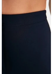  Collection بنطلون قماش منسوج بأرجل واسعة باللون الأزرق الداكن TOFAW19BB0581